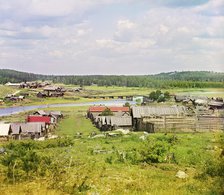 General view of the village of Palkino (from the south), 1912. Creator: Sergey Mikhaylovich Prokudin-Gorsky.