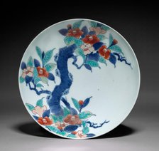 Dish with Branch of Camellia, c. 1688-1716. Creator: Unknown.