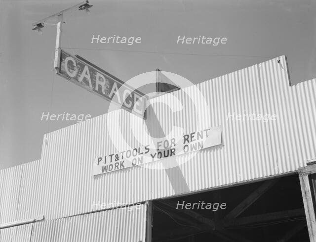 "Pit and tools for rent--work on your own", U.S. 99, Fresno County, California, 1939. Creator: Dorothea Lange.