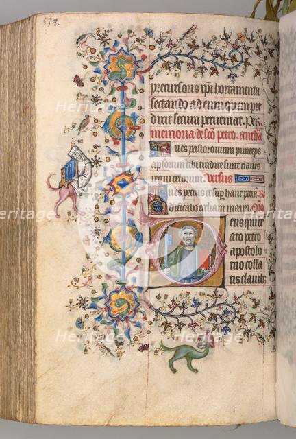 Hours of Charles the Noble, King of Navarre (1361-1425): fol. 263r, St. Peter, c. 1405. Creator: Master of the Brussels Initials and Associates (French).