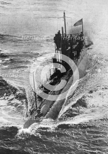American submarine 'Preparedness' at full speed, First World War, 1914-1918, (c1920). Artist: Unknown