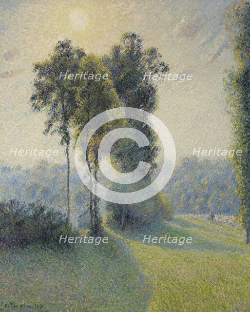 Landscape At Saint-Charles, Near Gisors, Sunset, 1891. Creator: Camille Pissarro.