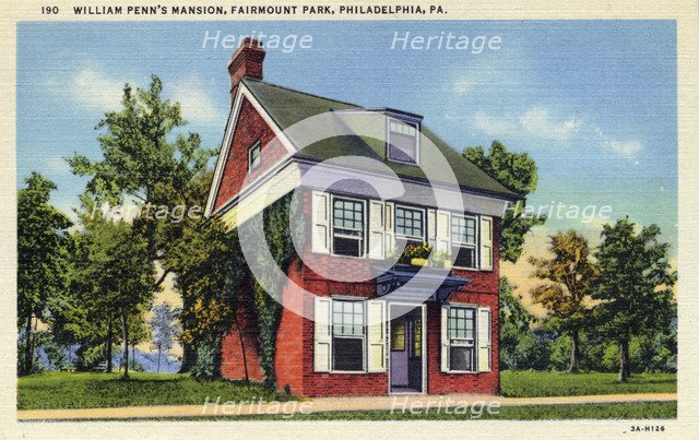 William Penn's Mansion, Fairmount Park, Philadelphia, Pennsylvania, USA, 1933. Artist: Unknown