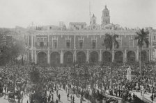 Spanish-American War (1898): patriotic demonstration at the Captaincy General, Havana, Cuba, 1898.  Creator: Unknown.