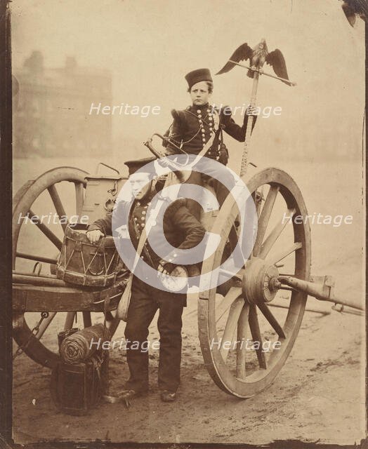 Trumpeter Gritten and Trumpeter Lang at Woolwich, 1856. Creator: Cundall & Howlett.