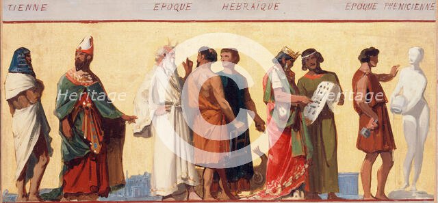 Hebrew period, Phoenician period: Sketch for the drawing room of the boys' school in rue..., 1879. Creator: Joseph Aubert.