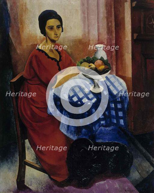 Woman at the Table, 1919. Creator: Moise Kisling.