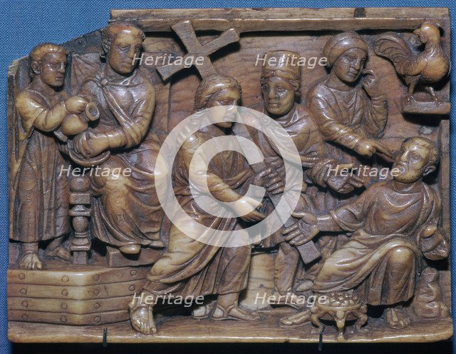 Byzantine ivory showing Pilate condemning Christ and the denial of St Peter, 5th century. Artist: Unknown