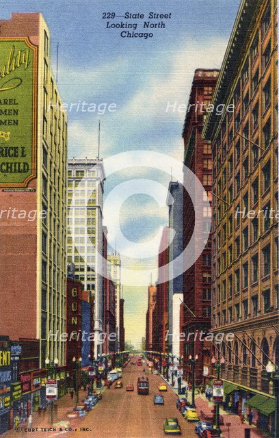 State Street looking north, Chicago, Illinois, USA, 1950. Artist: Unknown