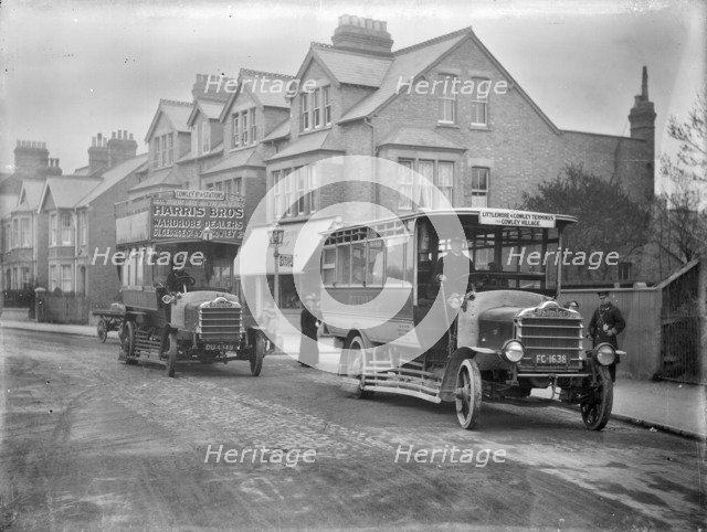 Two early motor buses, Cowley Road, Cowley, Oxford, Oxfordshire, 1914. Artist: Henry Taunt