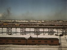 Looking toward the Chicago and North Western railroad classification yard., 1942. Creator: Jack Delano.