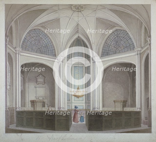 Interior of the Church of St Bartholomew-the-Less, City of London, 1834.                             Artist: Robert Blemmell Schnebbelie