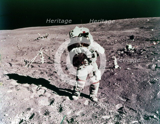 Astronaut John Young on the lunar surface, Apollo 16 mission, April 1972. Creator: Charles Duke.