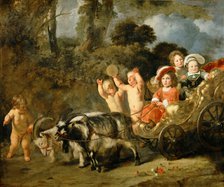 Noble Children In A Carriage Drawn By Goats, 1654. Creator: Bol, Ferdinand (1616-1680).