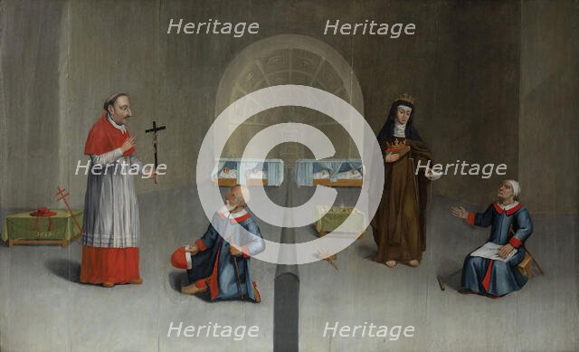 Interior of a Hospital with Saint Charles Borromeo and Saint Elizabeth of Hungary, 1669. Creator: Lefort, Jean Gilles (active Second Half of the 17th cen.).