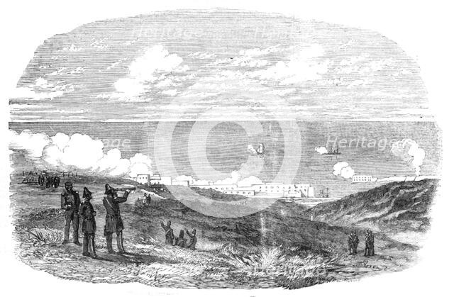 Sebastopol Batteries Firing at an Austrian Vessel, 1854. Creator: Unknown.