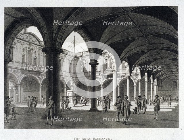 Royal Exchange (2nd) interior, London, 1798. Artist: Anon