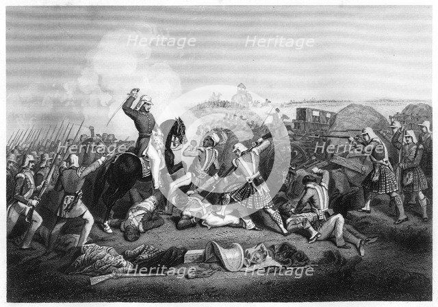 'General Havelock's attack on Nana Sahib at Futtypore', 1857, (c1860). Artist: Unknown