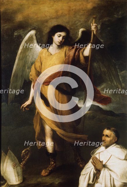 'Archangel Raphael with Bishop Domonte', 17th century.  Artist: Bartolomé Esteban Murillo 