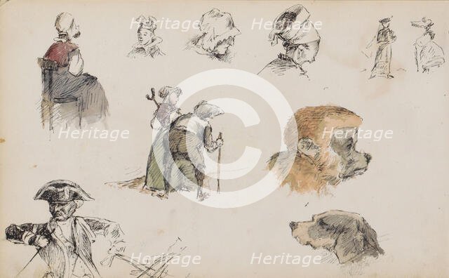 Figure and animal studies, 1880. Creator: Marius Bauer.