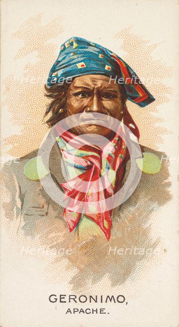 Geronimo, Apache, from the American Indian Chiefs series (N2) for Allen & Ginter Cigarette..., 1888. Creator: Allen & Ginter.