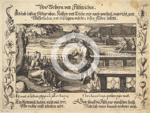 Von Weihern und Fischteichen, illustration from Petrarch, Glück und Unglück Spiegel, figur..., 1652. Creator: Balthasar Schwan.