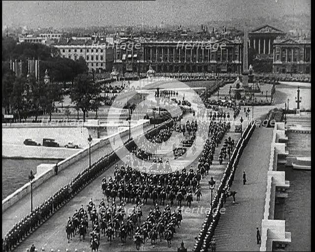 The Parade of King George VI and Queen Elizabeth Travelling South from the Place de Concorde...,1938 Creator: British Pathe Ltd.