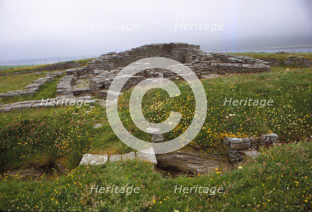 Cobbie Rows Castle, c1145, Isle of Wyre, Orkney, Scotland, 20th century. Artist: CM Dixon.