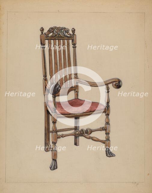 Banister-back Armchair, 1935/1942. Creator: M. Rosenshield-von-Paulin.