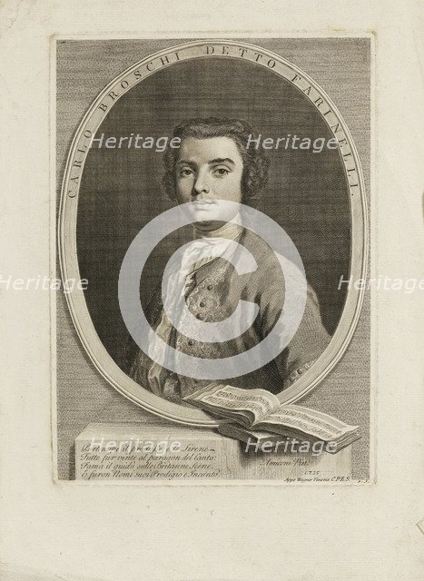 Portrait of the singer Farinelli (Carlo Broschi) (1705-1782), 1735. Artist: Amigoni, Jacopo (1675-1752)