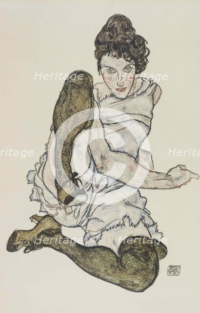 Seated Woman with Legs Drawn Up, 1917. Creator: Schiele, Egon (1890-1918).