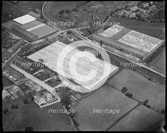 Moss Shed and nearby mills by Long Ing Bridge, Barnoldswick, Lancashire, c1930s. Creator: Arthur William Hobart.
