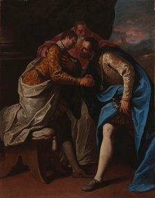 Paul III reconciles Francis I and Charles V (From the Series of the life of Pope Paul III), 1687. Creator: Ricci, Sebastiano (1659-1734).