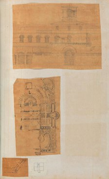 Page from a Scrapbook containing Drawings and Several Prints of Architecture, Int..., ca. 1800-1850. Creators: Workshop of Charles Percier, Workshop of Pierre François Léonard Fontaine.