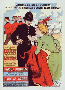 Affiche pour la Cie de l'Ouest : "Paris-Londres"., c1900. Creator: Jules Alexandre Grun.