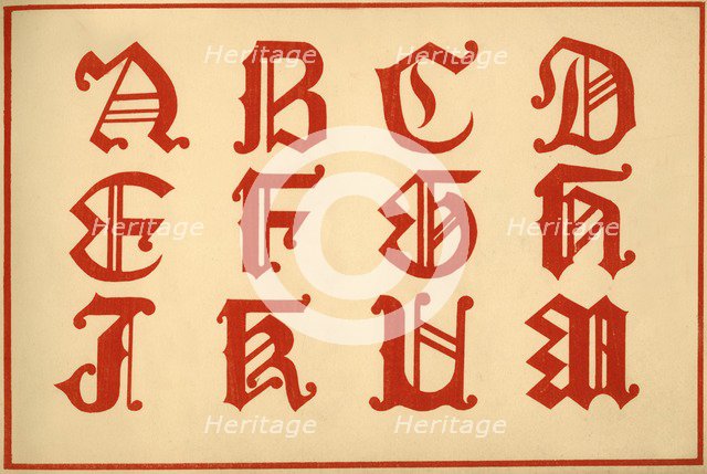 Alphabet, letters A-M, upper case. Artist: Unknown.