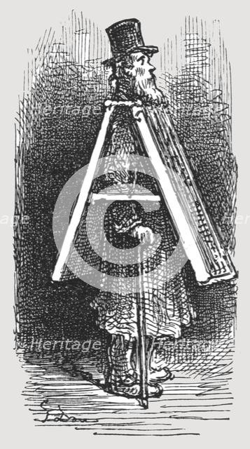 'Advertising Board - Man', 1872.  Creator: Gustave Doré.