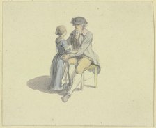 A man sitting on a chair talking to a girl. Creator: Johann Ludwig Aberli.