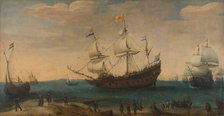 East Indiamen off a Coast, c.1600-c.1630. Creator: Hendrick Cornelisz Vroom.