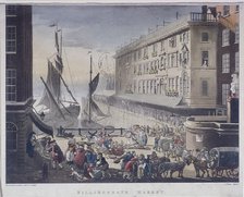 Billingsgate Market and Wharf, London, 1808. Artist: J Bluck