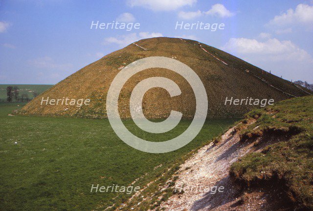 Silbury Hill, Wiltshire from the West, 20th century. Artist: CM Dixon.