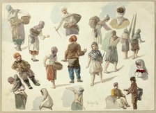 Sketches of Peasants in Boulogne, 1868. Creator: Unknown.