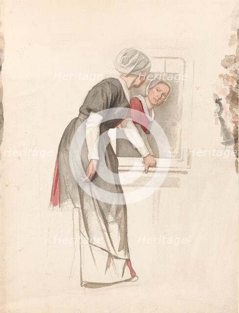 Woman standing in front of a mirror, 1874-1925. Creator: Jan Veth.