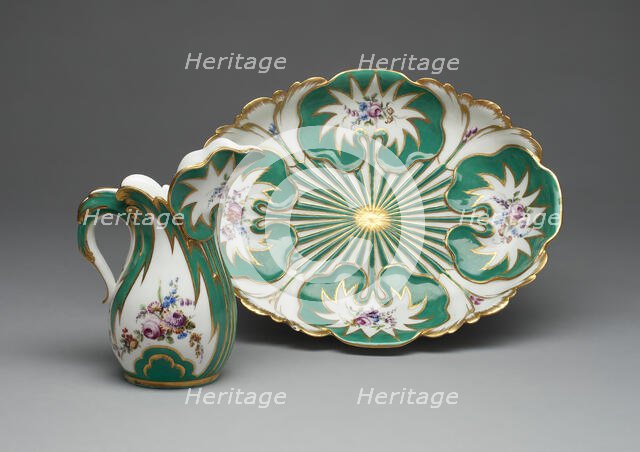 Ewer and Basin (Pot a l'Eau et jatte Feuille d'Eau), Sèvres, 1756/60. Creators: Sèvres Porcelain Manufactory, Jean-Claude Deplessis.