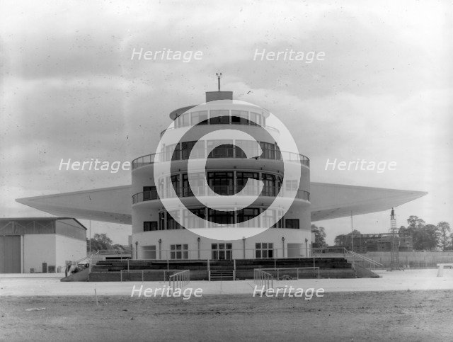 The terminal building and control tower at Elmdon Airport, Birmingham, West Midlands, 1939. Artist: Herbert Felton