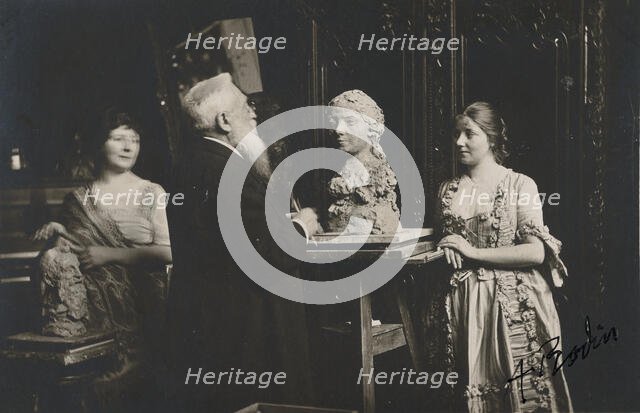 [Madame Bardey, Rodin and Henriette, 31 Rue Campagne-Premiere, Paris], 1915-1916. Creator: Eugène Druet.