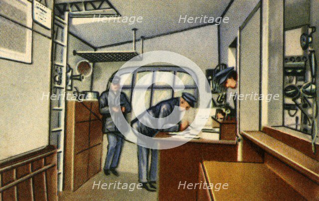 Navigation room on board a zeppelin, 1932.  Creator: Unknown.