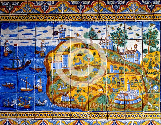 Catalan ceramic ceiling roof representing the Island of Mallorca.