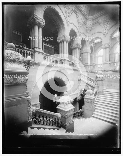 Staircase in the Capitol, Albany, N.Y., between 1901 and 1906. Creator: Unknown.