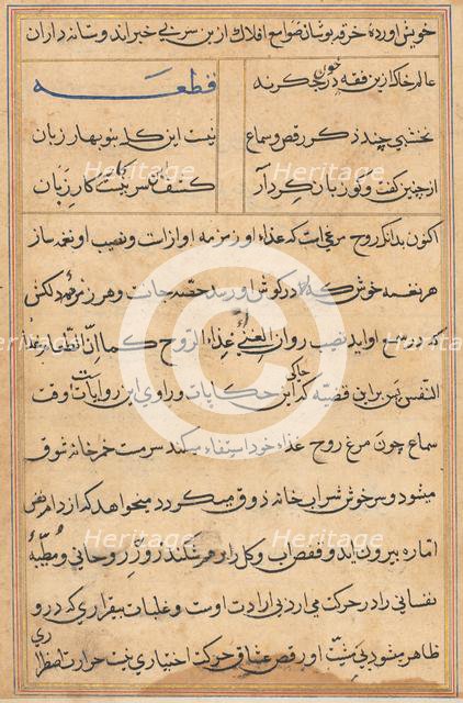 Page from Tales of a Parrot (Tuti-nama): text page, c. 1560. Creator: Unknown.